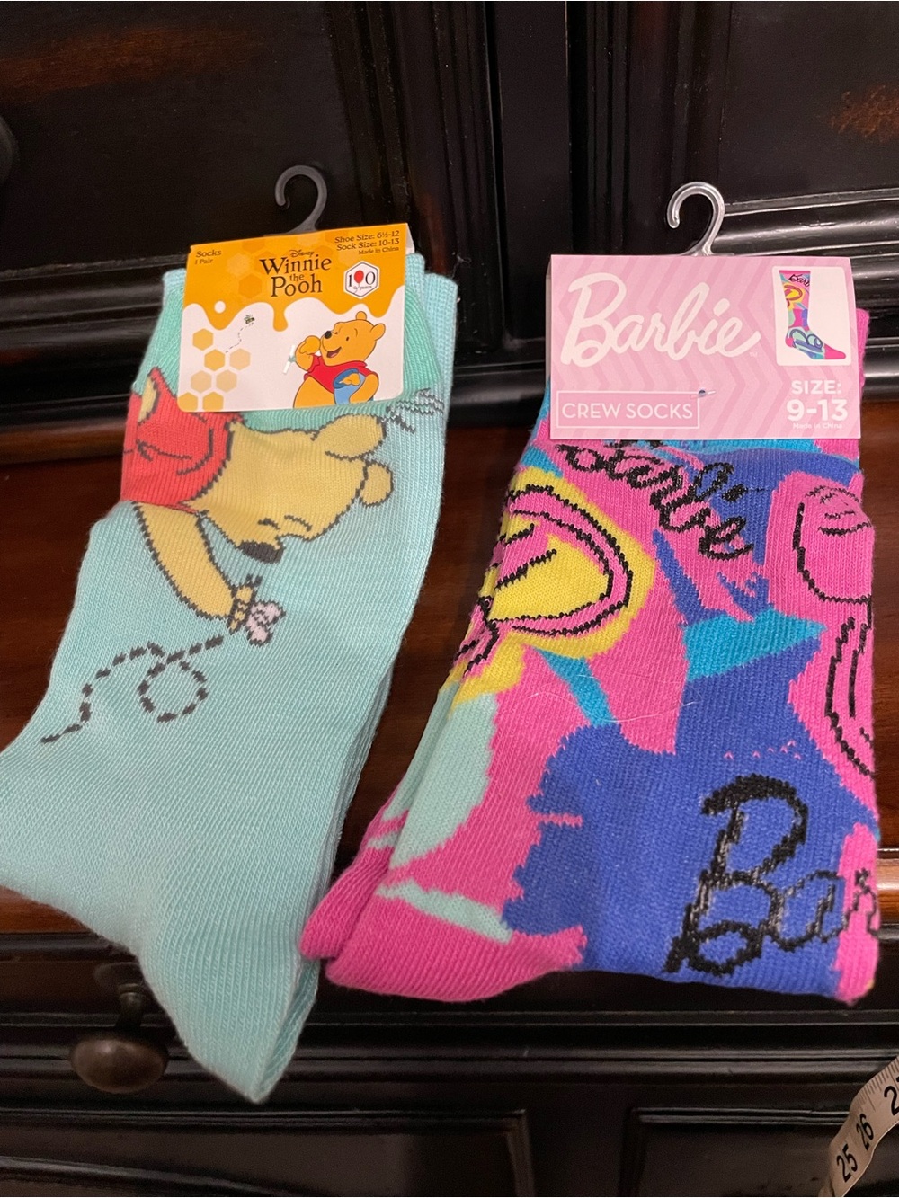 Women’s character socks - Barbie/ Winnie the Pooh nwt size 6-12